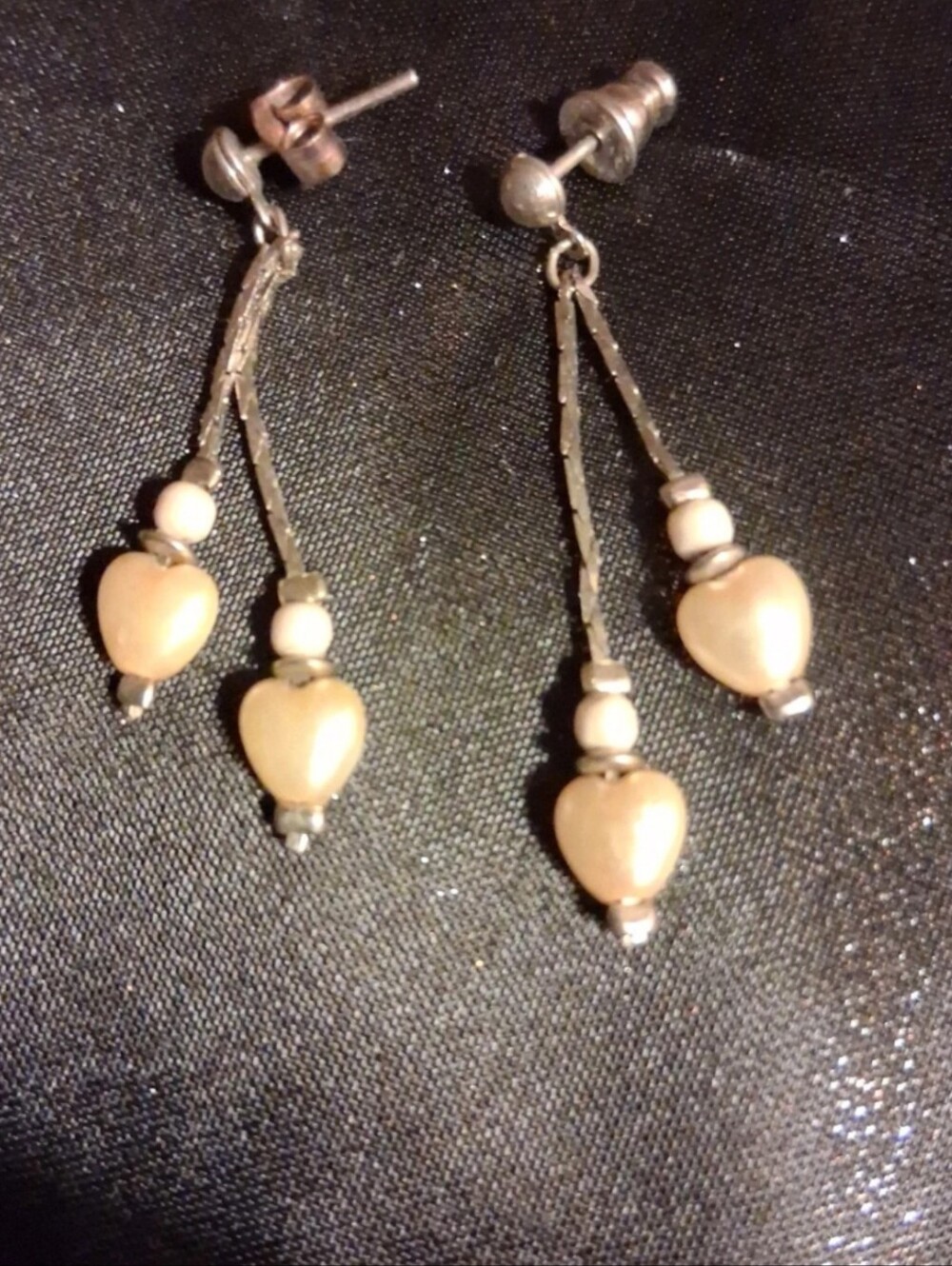 Y2K Pearl Heart Earrings 90s Vintage Coquette Dangle Studs Romantic Grunge